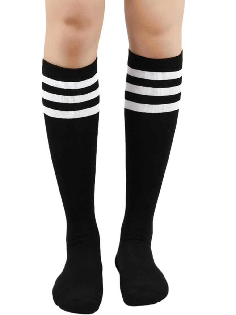 Angelina Black and White Stripe Athletic Knee High Socks 9-11 - Picture 4 of 7